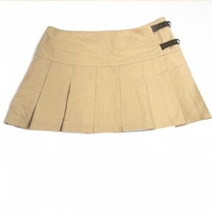 Brandy Melville Tan Pleated Skater Mini Skirt
